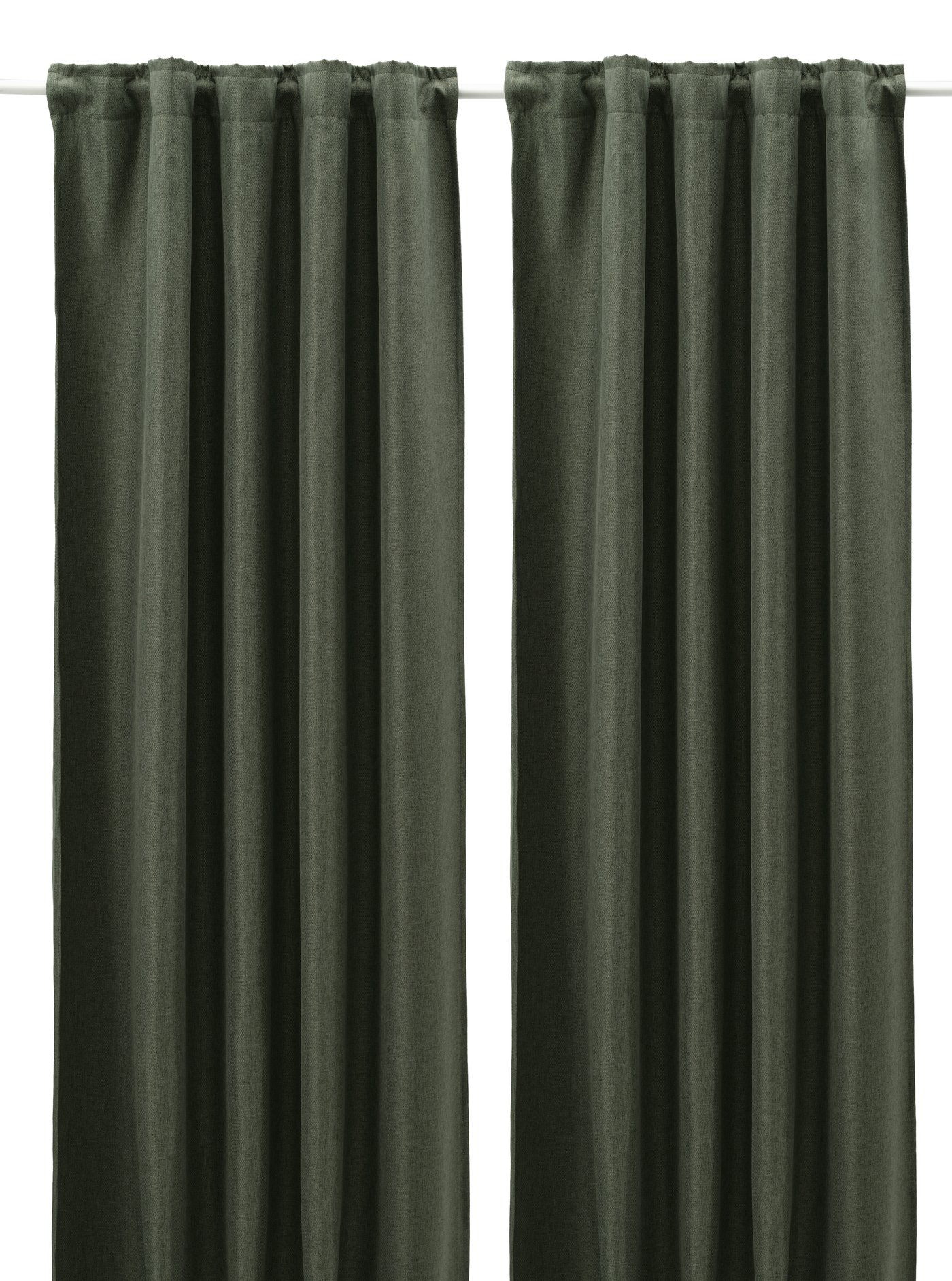 IKEA - ANNAKAJSA osittain pimentävät verhot, 2 kpl, tummanvihreä/laskosnauha, 145x250 cm