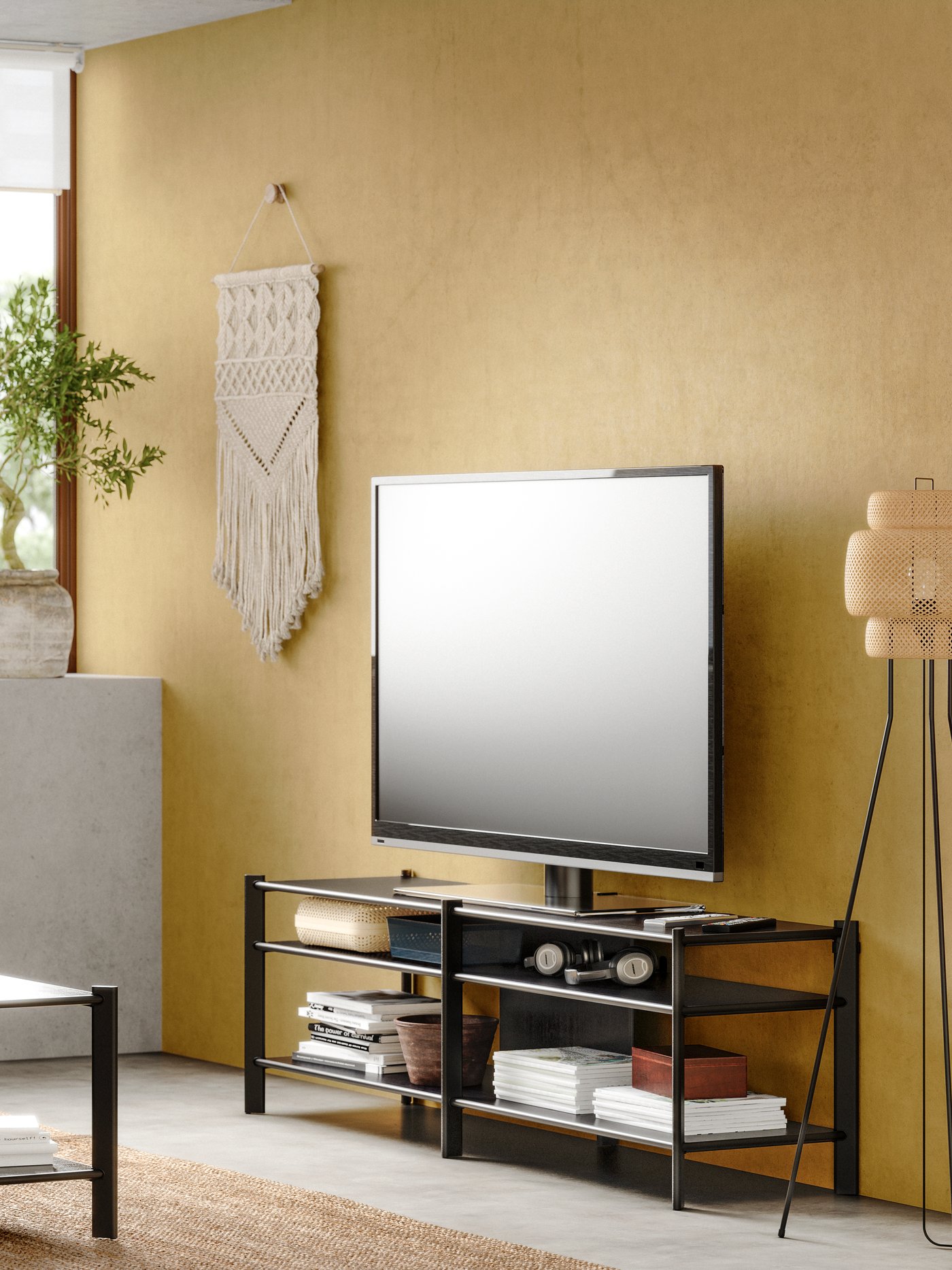 A black JÄTTESTA TV bench