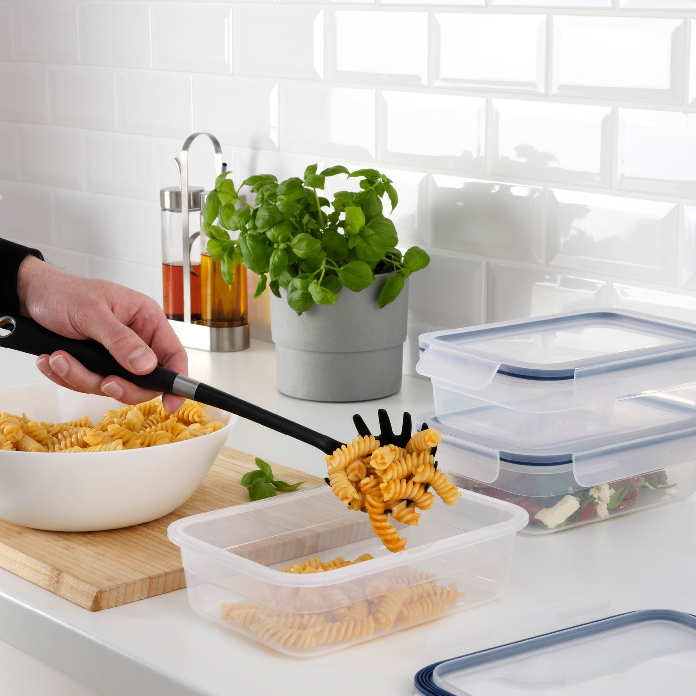 A rectangular/plastic IKEA 365+ food container with lid