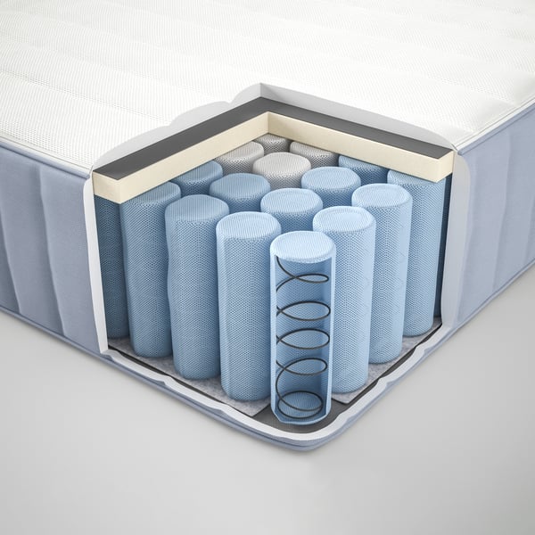 A firm/washable top cover light blue VALEVÅG pocket sprung mattress