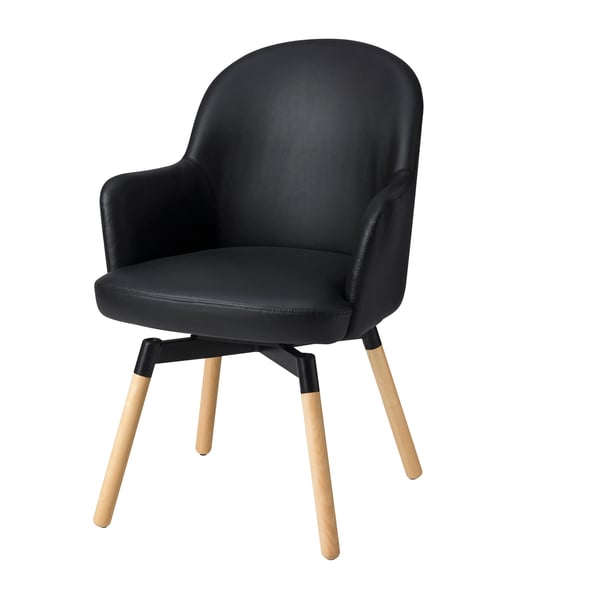 A Bomstad black JANOLOF swivel armchair in the NA