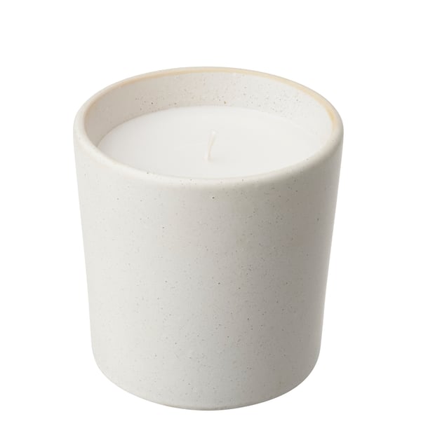 A Scandinavian Woods/white ADLAD scented candle in ceramic jar