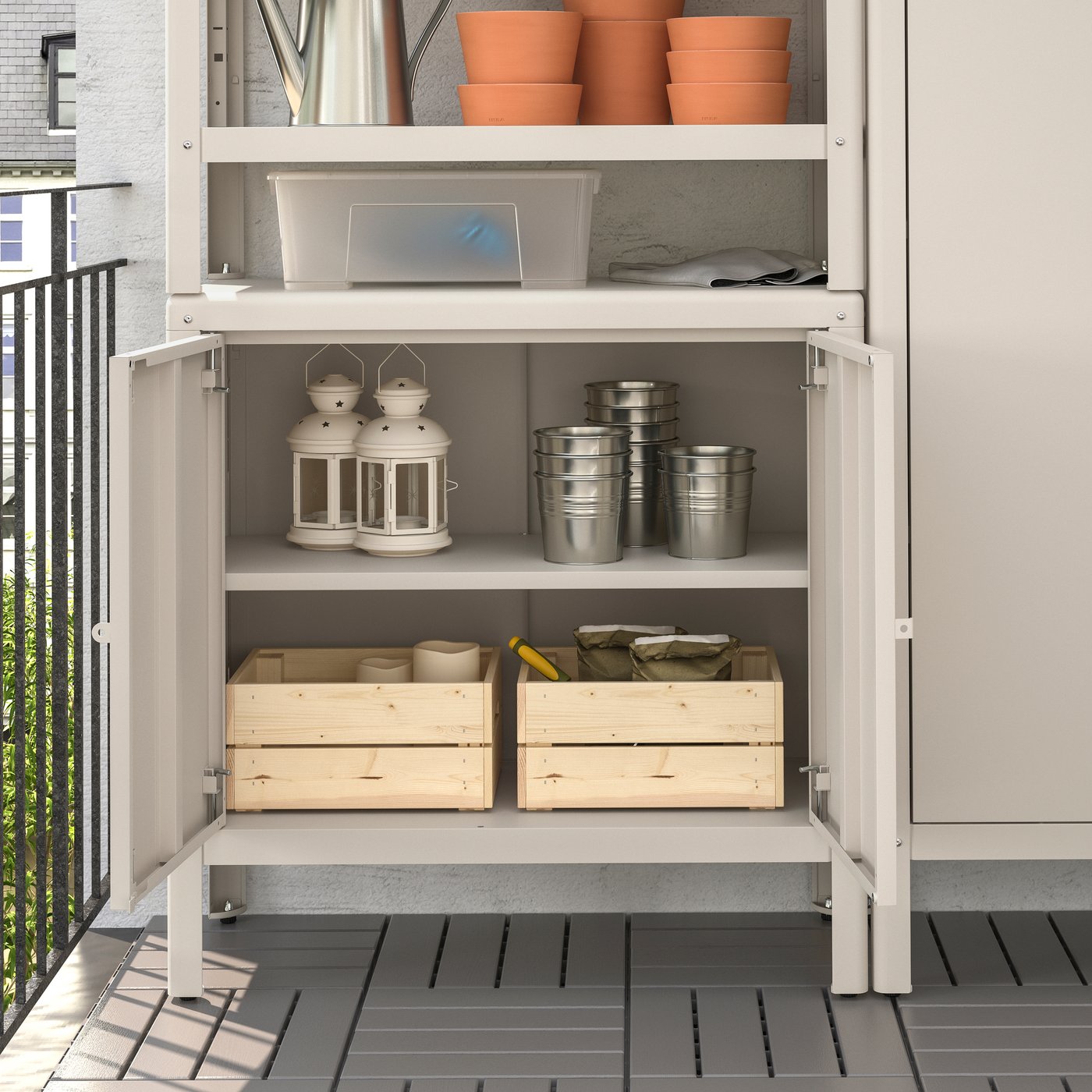 A beige KOLBJÖRN wall cabinet with 2 drawers