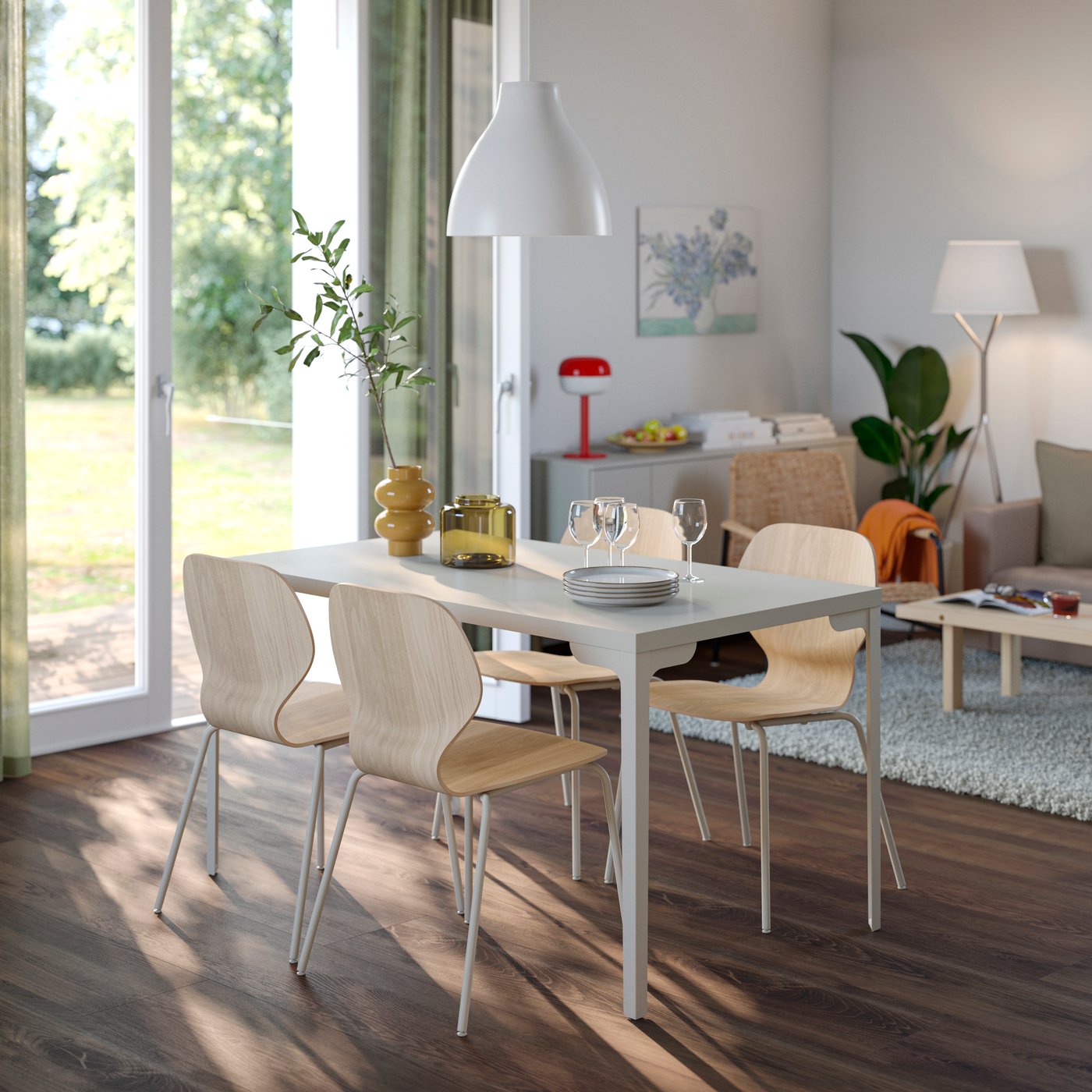 IKEA SKÅLSTA bord, ljust gråbeige/rak gråbeige, 140x80 cm