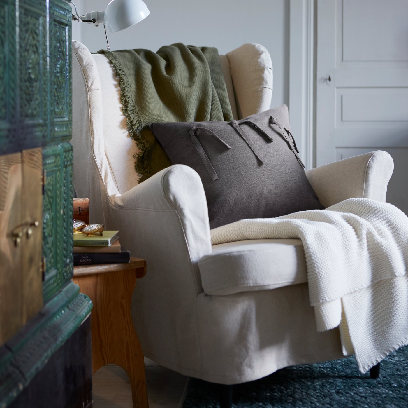 fauteuil STRANDMON avec housse beige