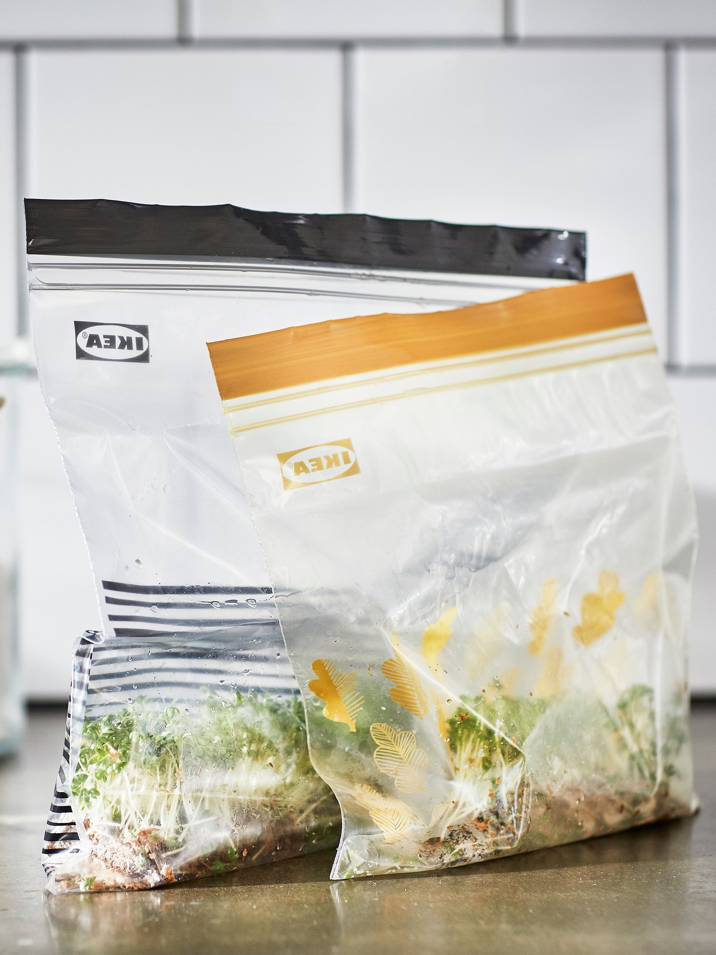 A patterned/black yellow ISTAD resealable bag