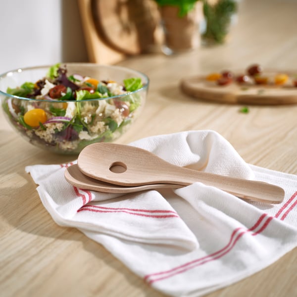A solid birch SKALLKNEKT 2-piece salad servers set