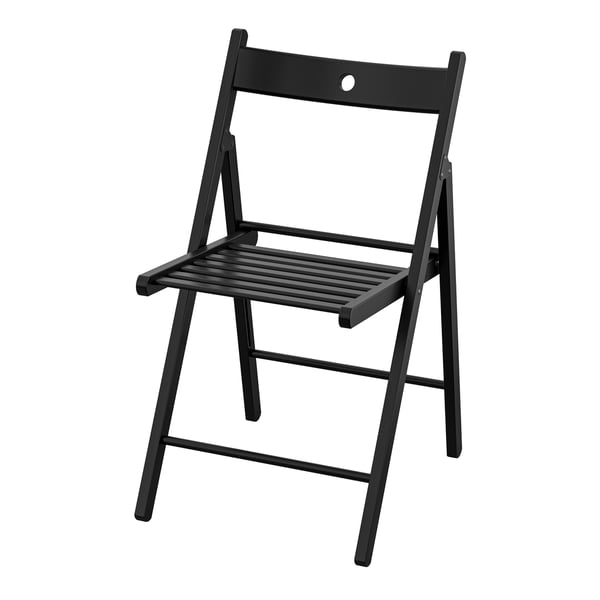 A black FRÖSVI folding chair
