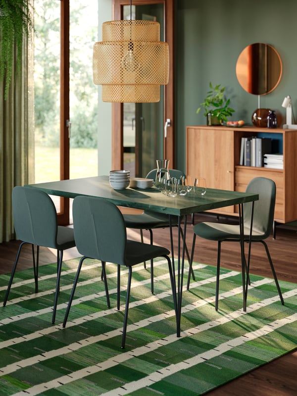 A Knäbäck grey-green/tubular metal/black-grey SKÅLSTA chair