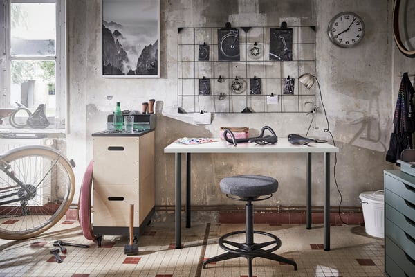 A white/dark grey ADILS desk