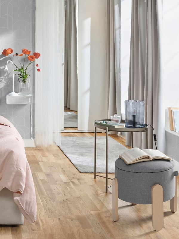 A with storage/Tonerud grey FÖRLUNDA pouffe
