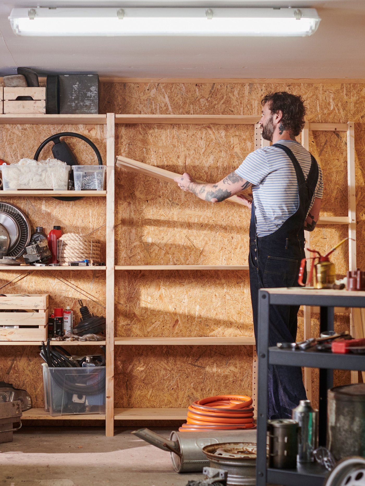 A pine IVAR shelving unit in the NA