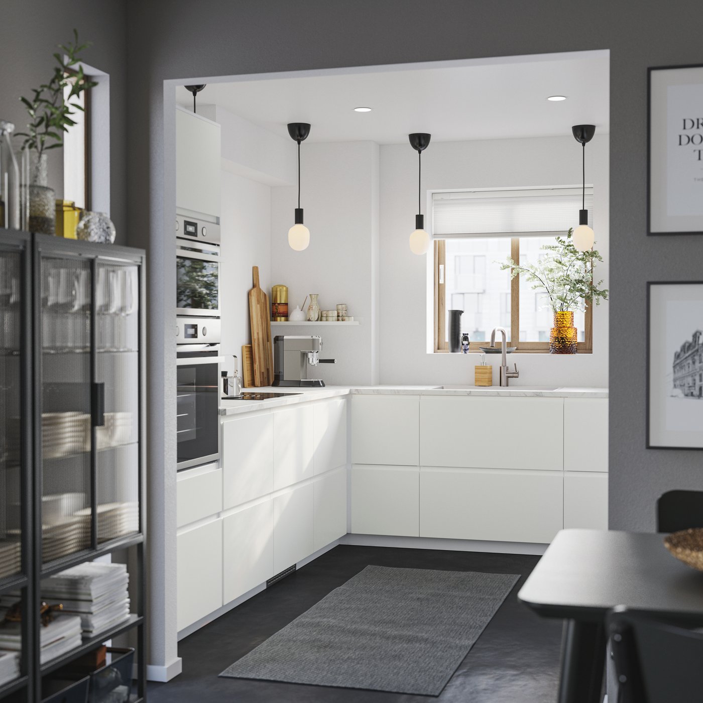 A green-brown KONSTFULL vase in the kitchen