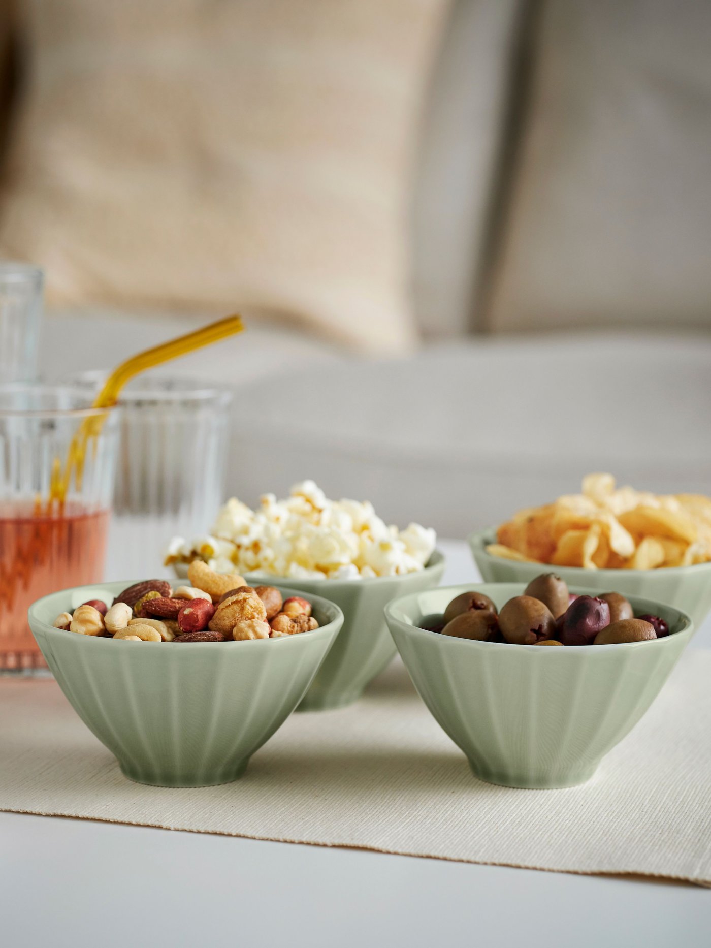 A stoneware pale grey-green STRIMMIG bowl