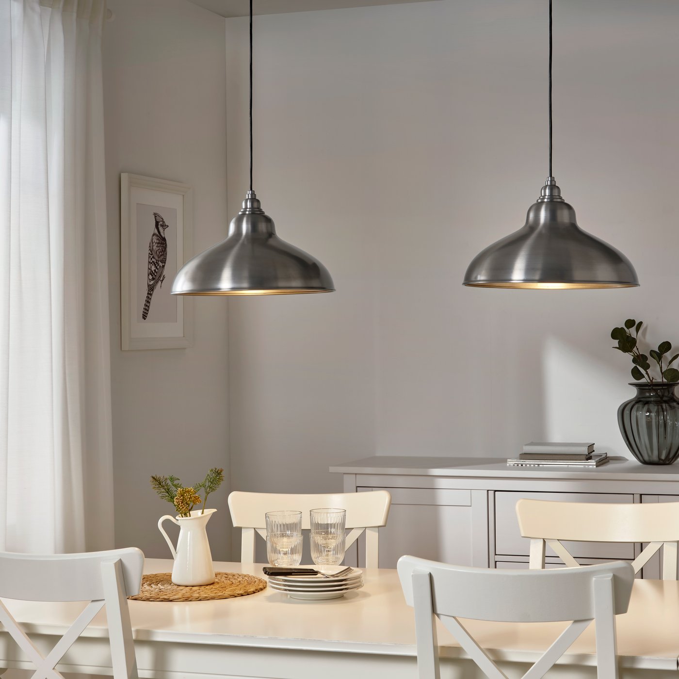 A pewter effect ANKARSPEL pendant lamp