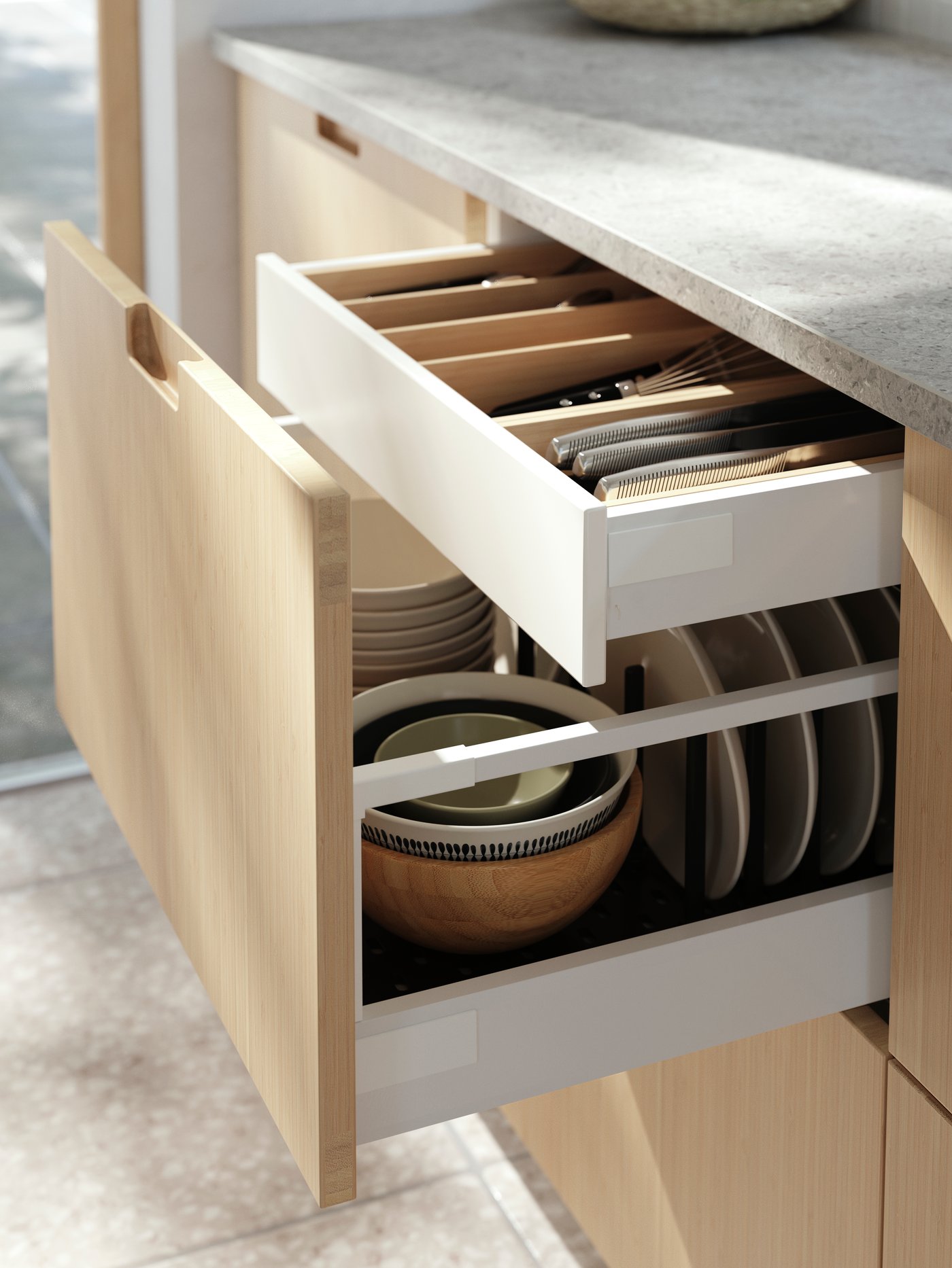 A limestone effect/laminate EKBACKEN worktop