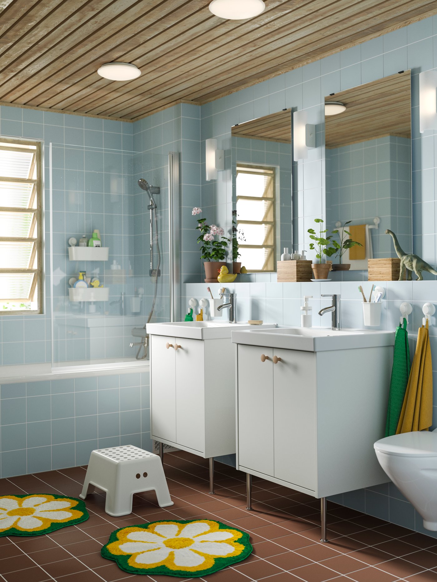 Un gancho TISKEN branco con ventosa no baño