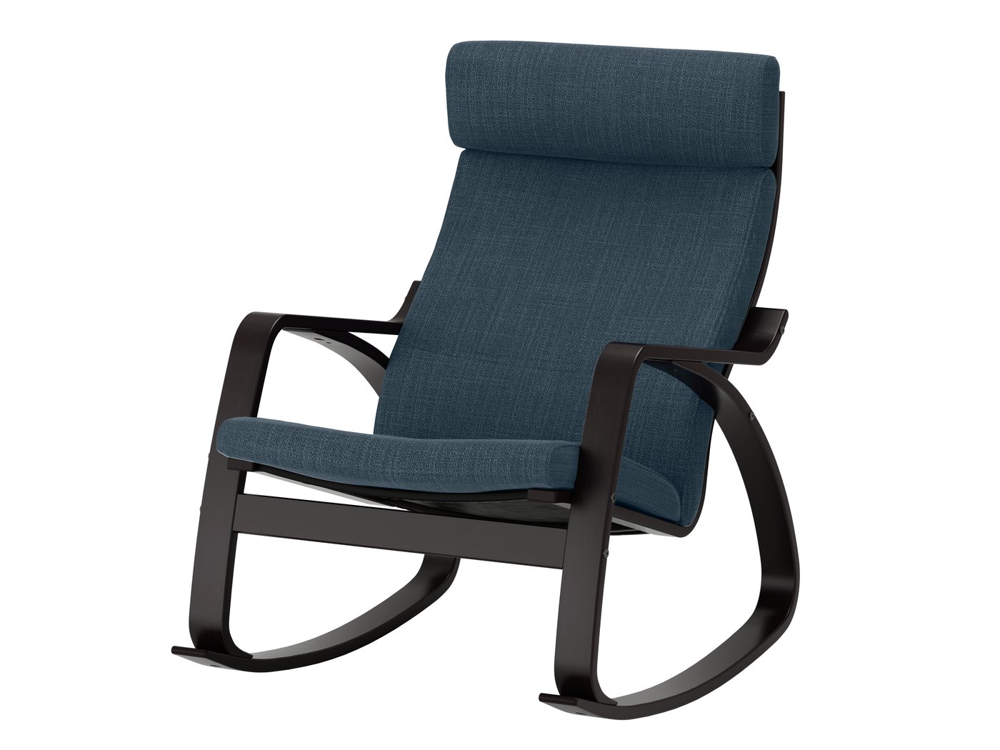 IKEA POÄNG gungstol, svartbrun/hillared mörkblå