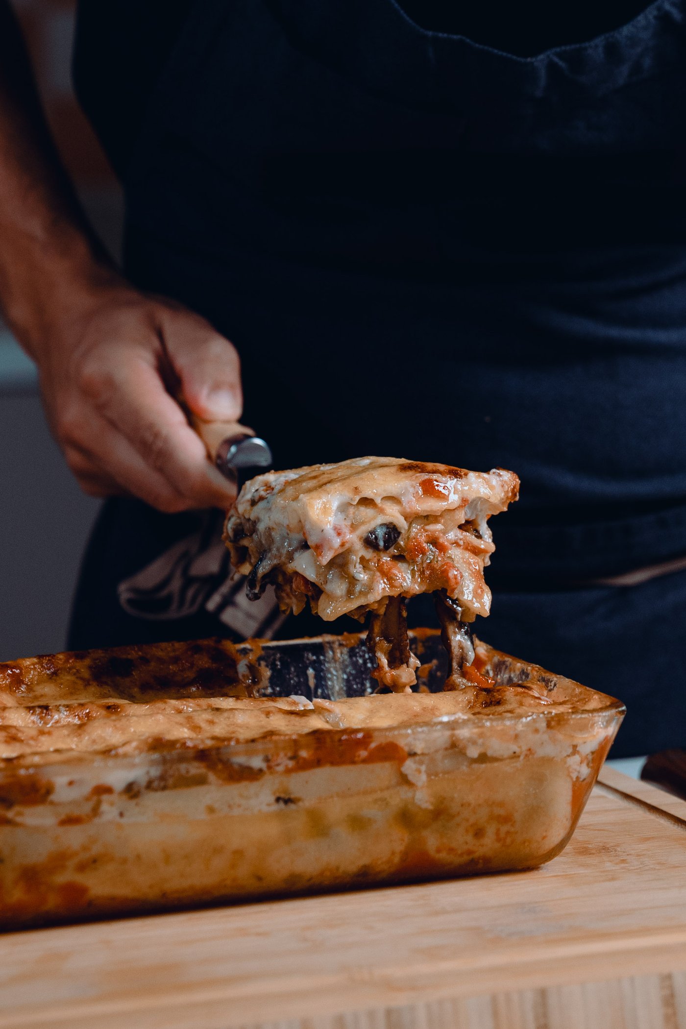 Chef Carlos Afonso prepares a vegetarian lasagne