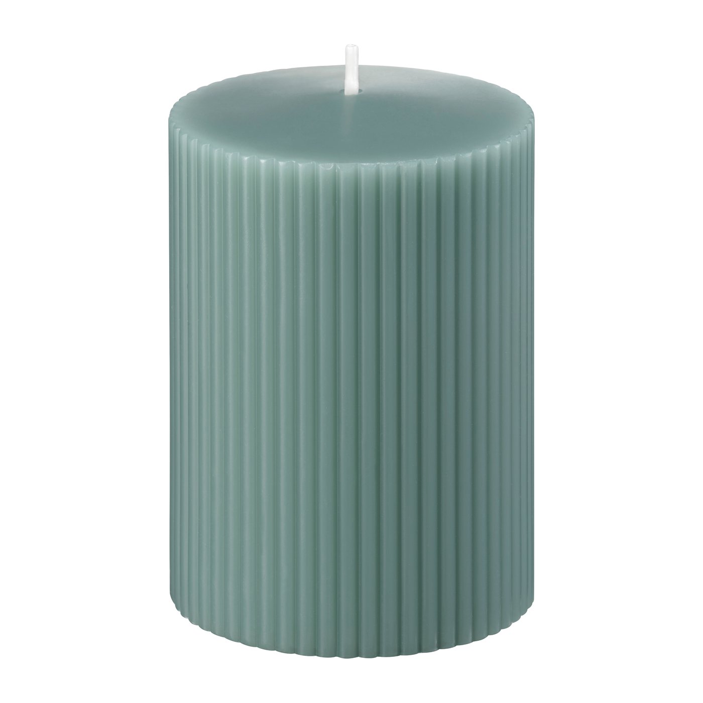 IKEA GLASBJÖRK blockljus utan doft, ljus grågrön, 30 tim.