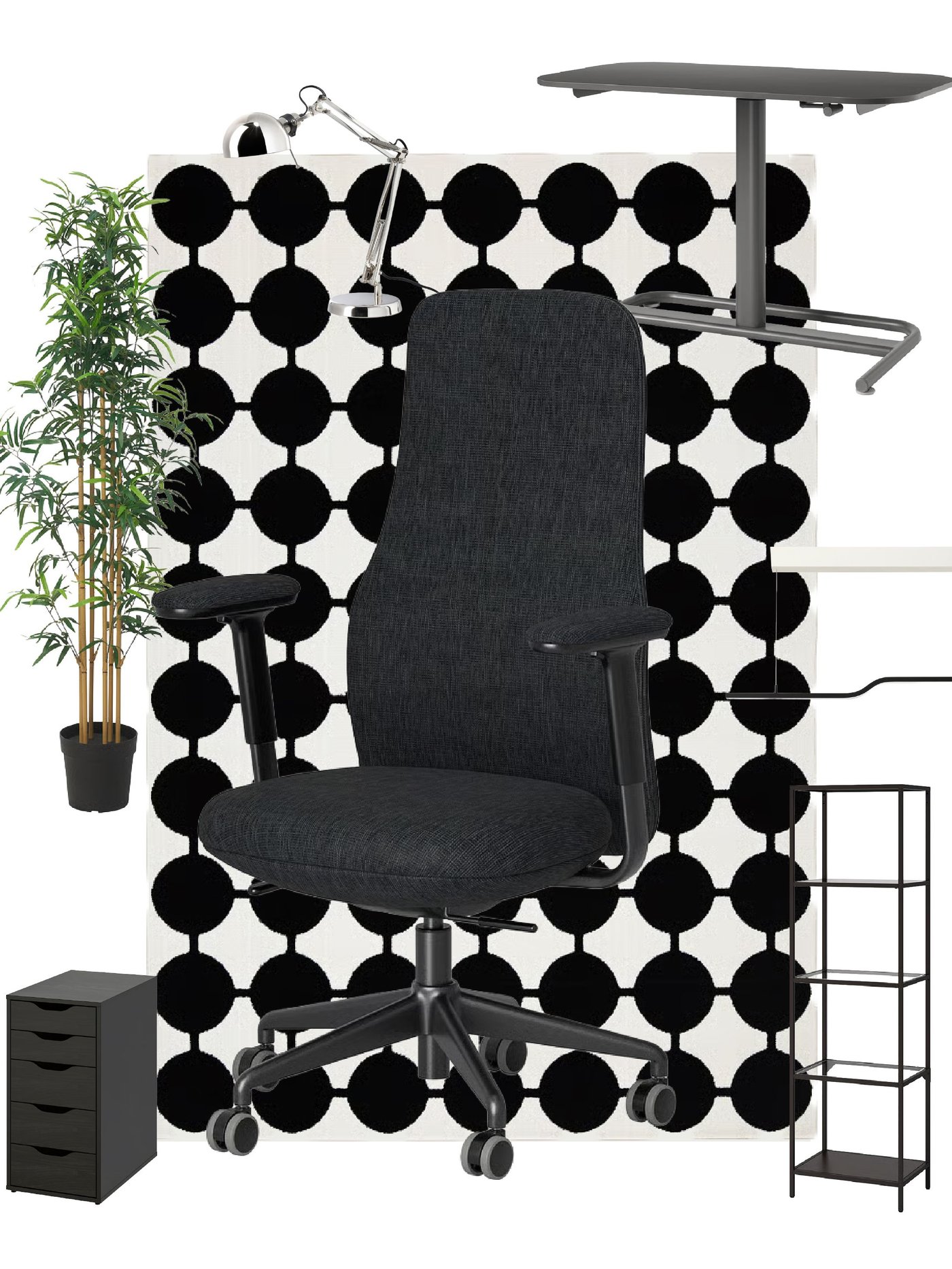 A dark grey SEGRARE desk sit/stand