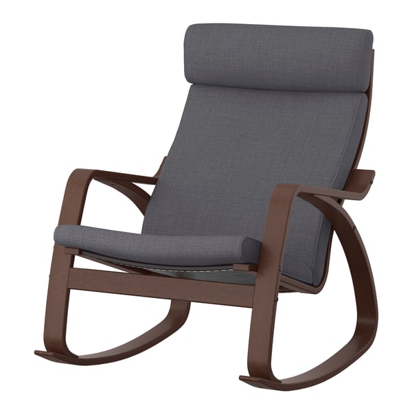 A brown/Skiftebo dark grey POÄNG rocking-chair in the NA