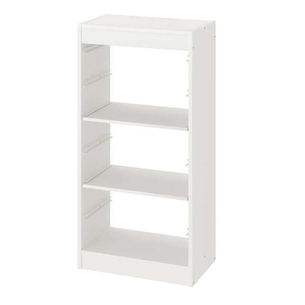 A white TROFAST storage combination with shelves