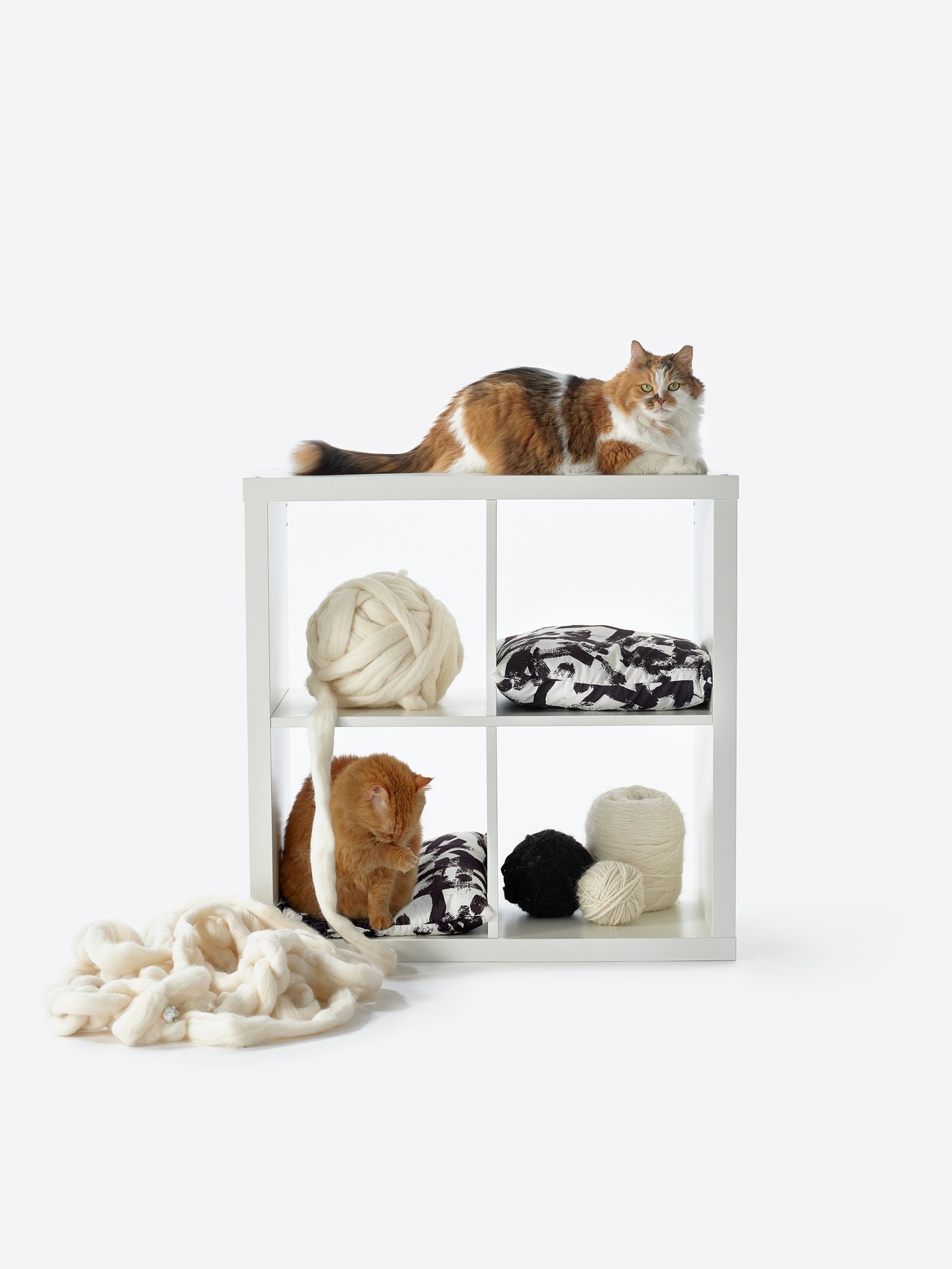 A white KALLAX shelving unit