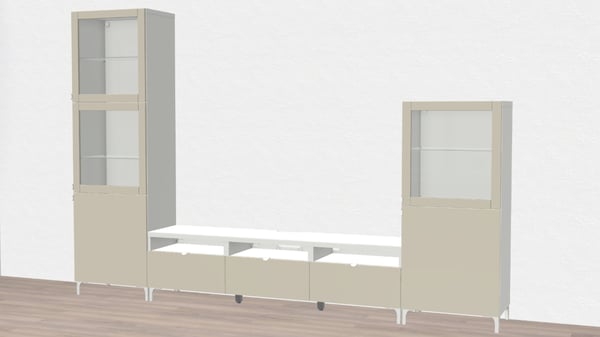 Projekt szafek BESTÅ stworzony w narzędziu do planowania.