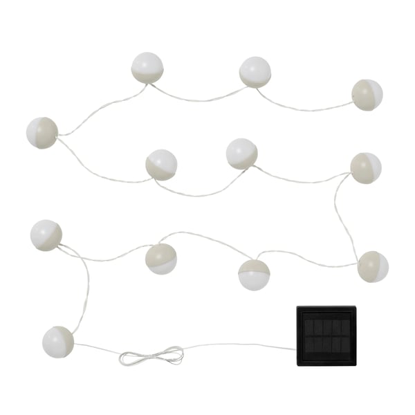 A solar-powered/beige white SOLVINDEN LED lighting chain with 12 lights in the NA