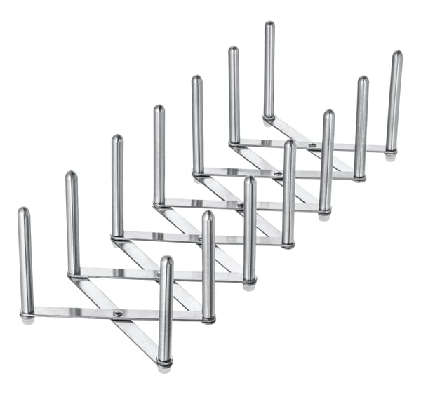 A stainless steel VARIERA pot lid organiser in the NA
