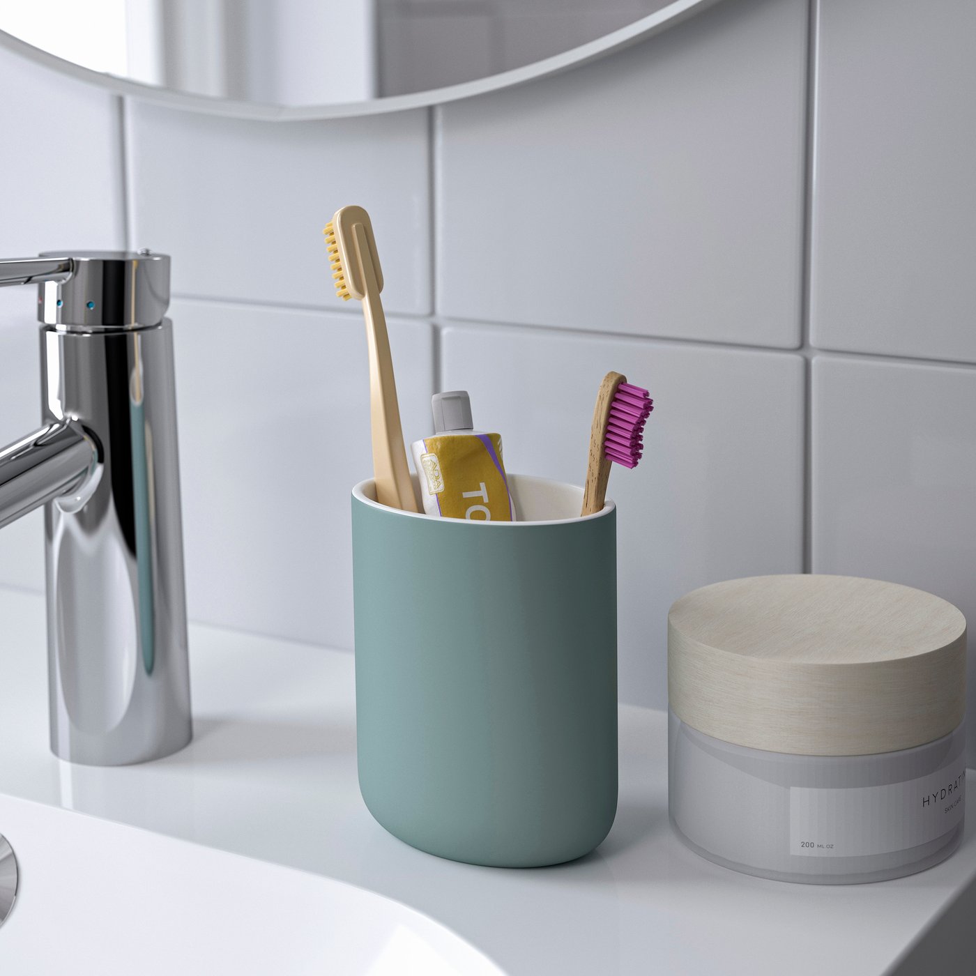 Un porte-brosse à dents EKOLN gris clair-turquoise
