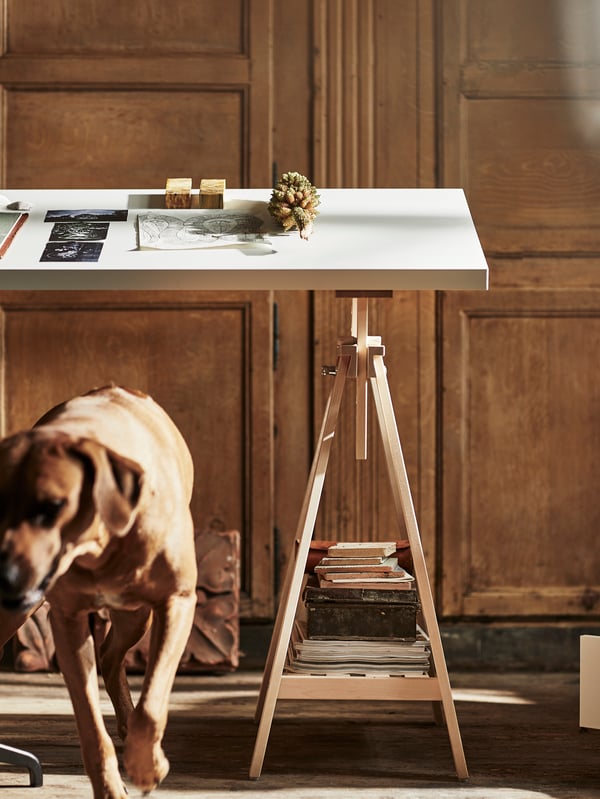 A white/birch LAGKAPTEN desk