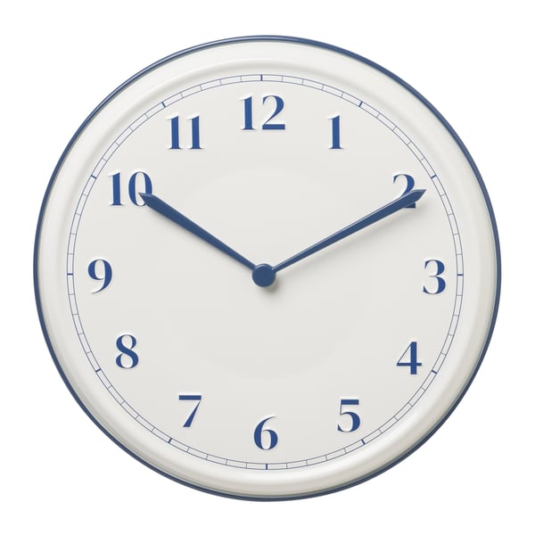 A white/blue SYKOMORLÖNN wall clock
