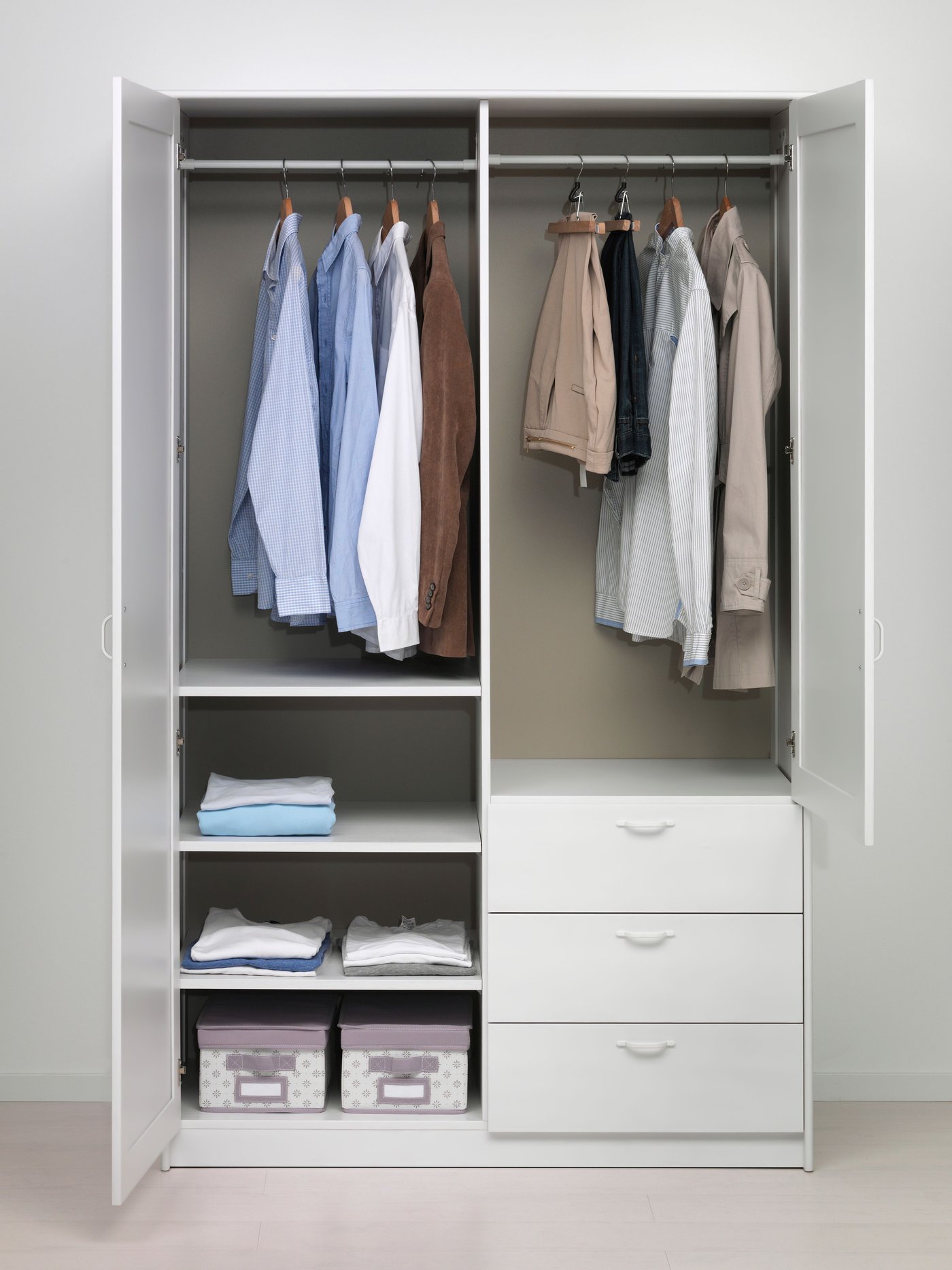 A white MUSKEN wardrobe with 2 doors+3 drawers