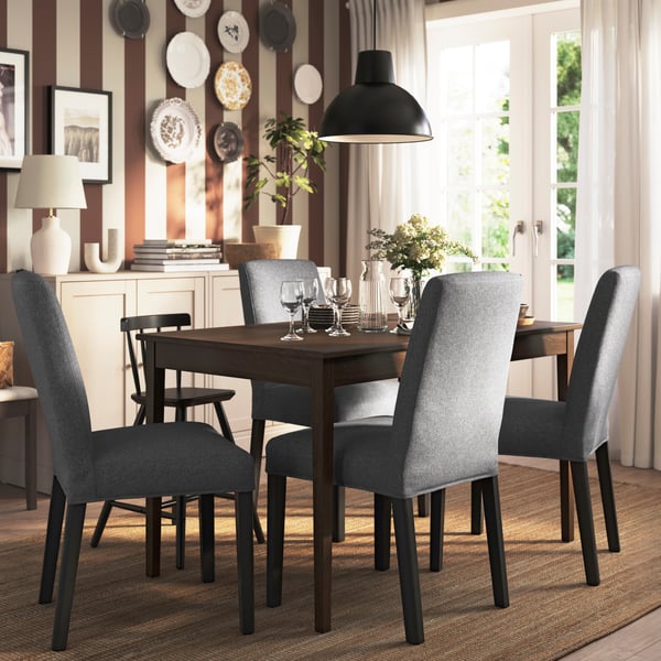 A dark brown stained/beech veneer NÄSINGE table