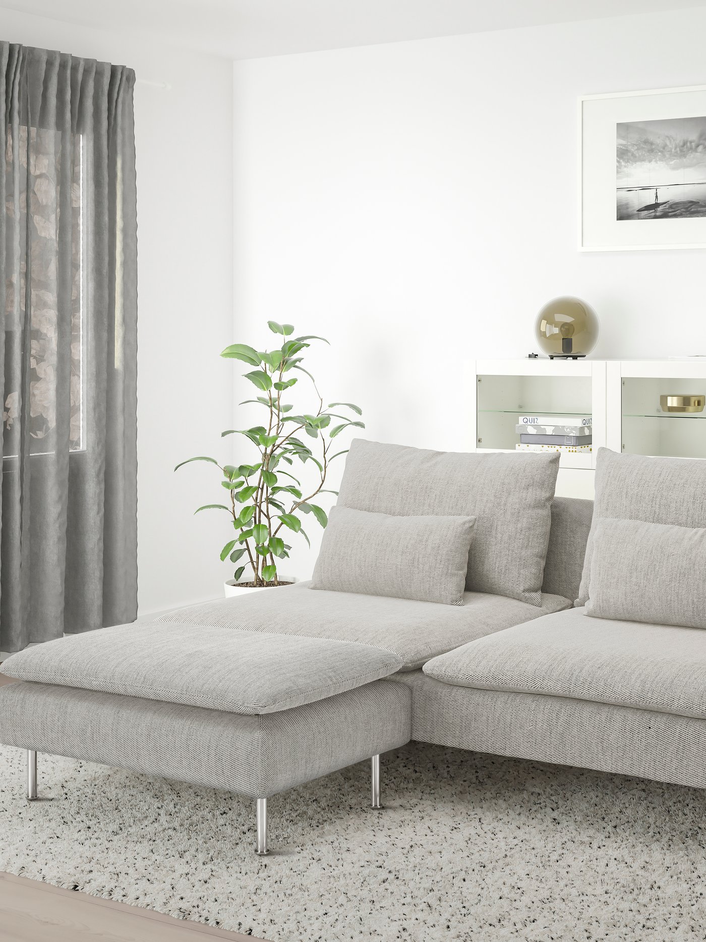 A with footstool/Viarp beige/brown SÖDERHAMN 3-seat section