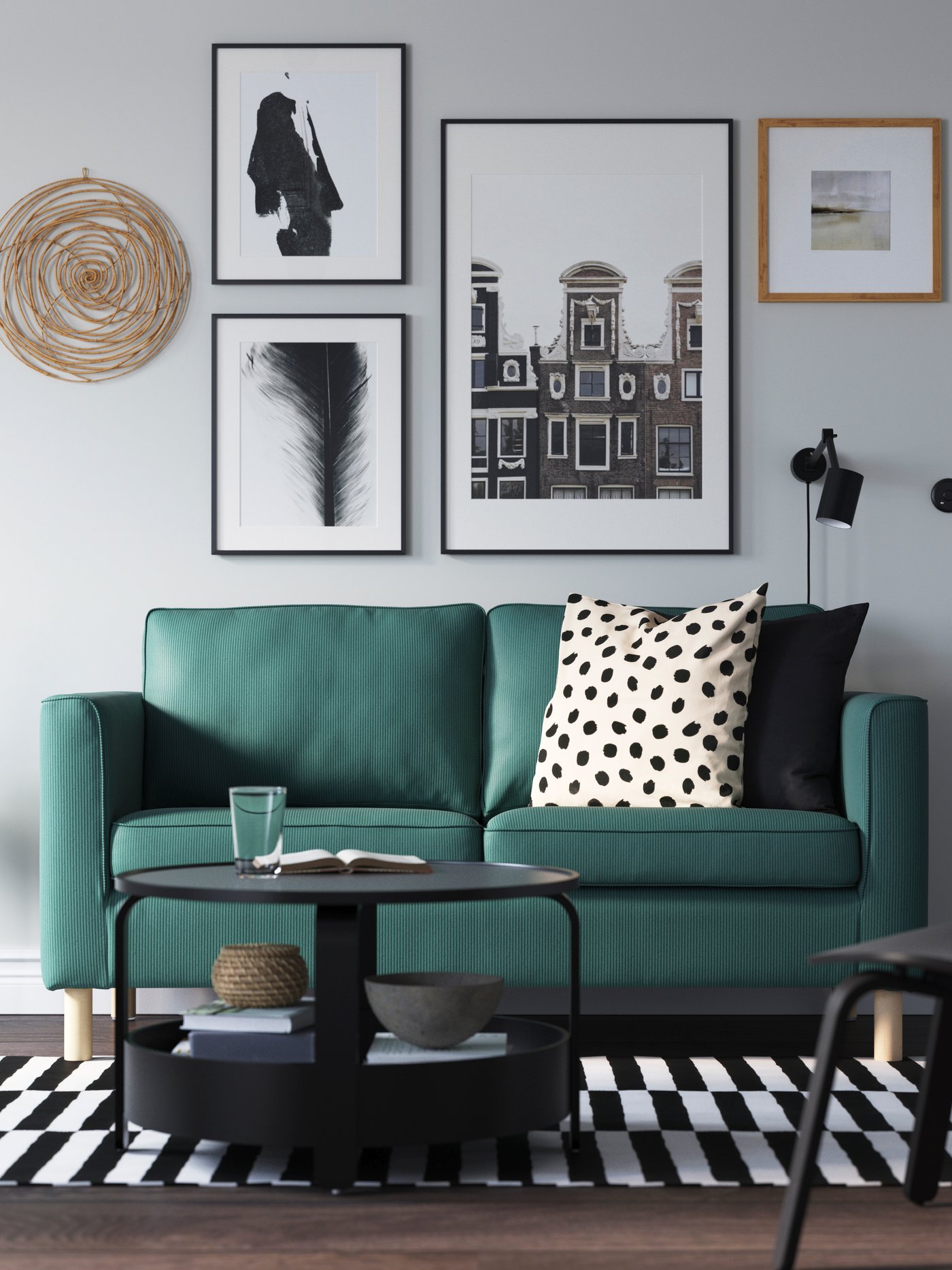 A Kelinge grey-turquoise PÄRUP 2-seat sofa
