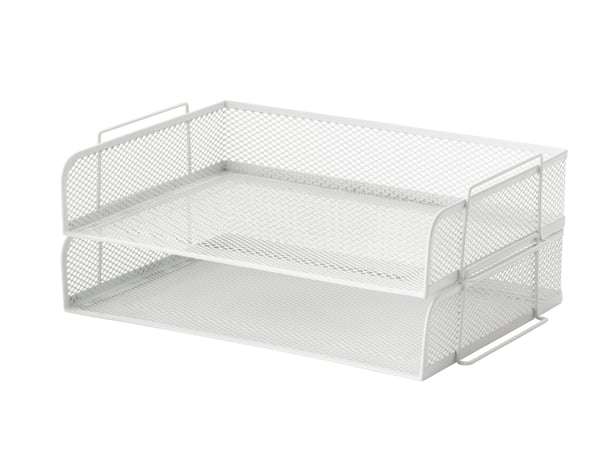 A white DRÖNJÖNS letter tray