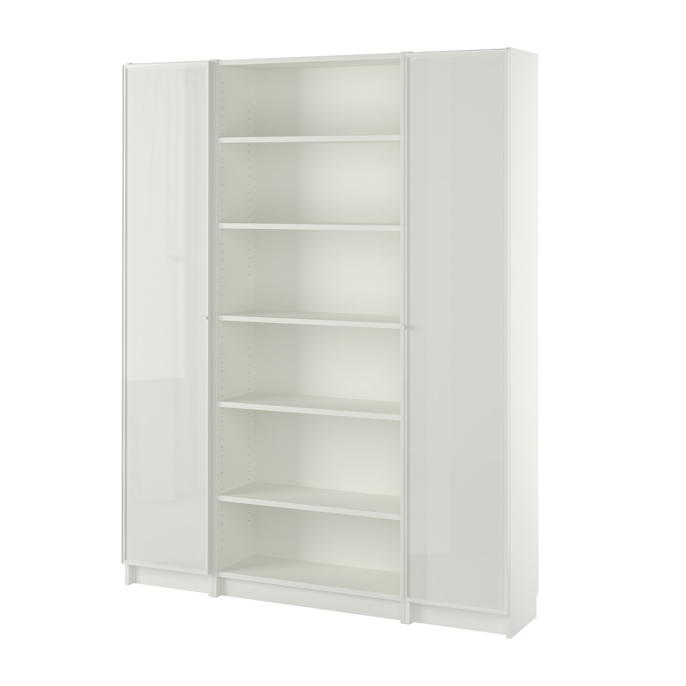 IKEA BILLY / HÖGBO bokhyllekombination med glasdörrar, vit, 160x202 cm