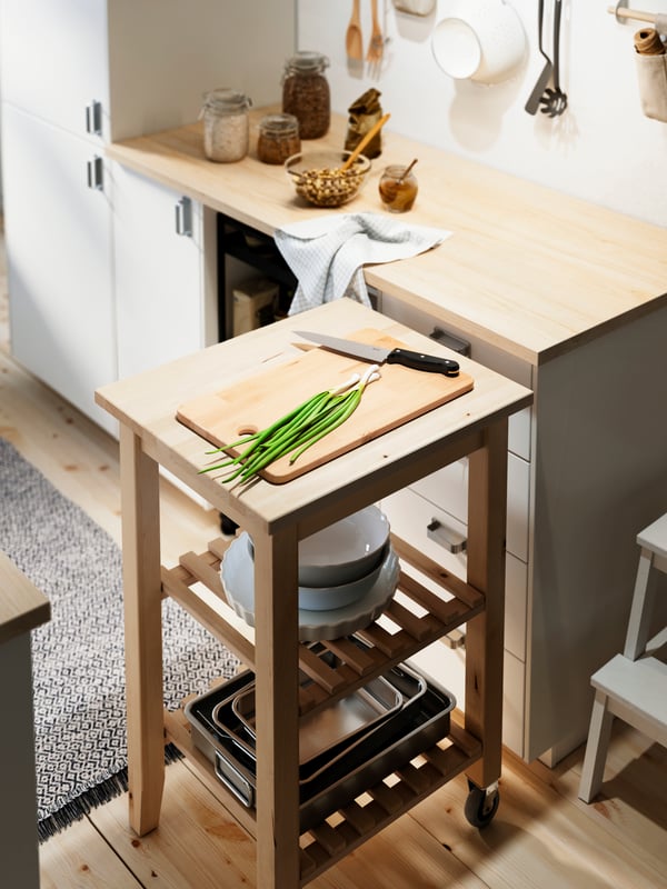A clear glass KORKEN jar with lid in the kitchen