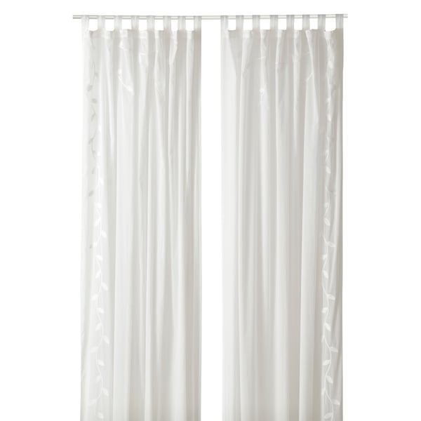 An embroidery leaf/with tab top TULKÖRTSFLY sheer curtains, 1 pair