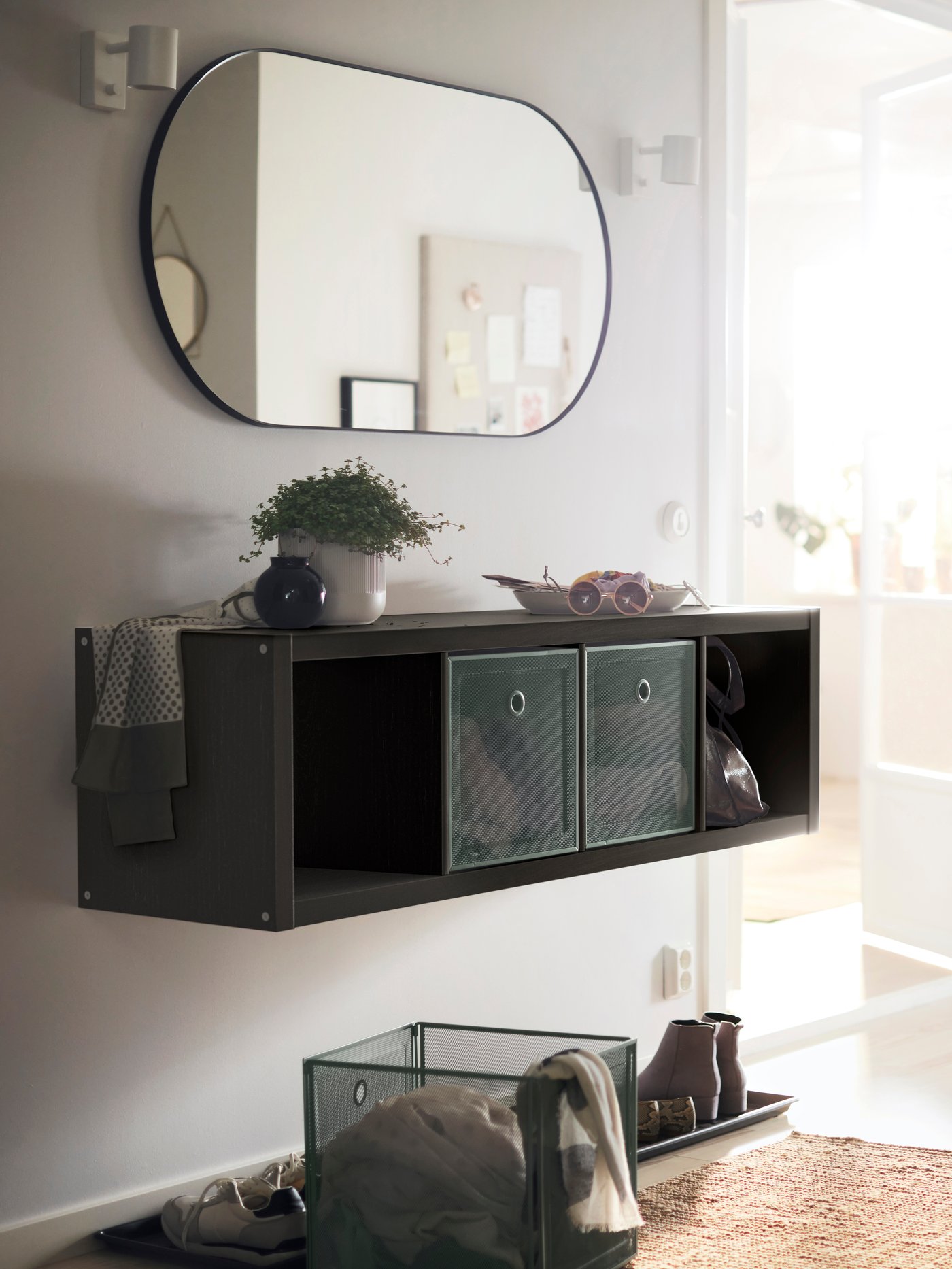 A black-brown KALLAX shelving unit