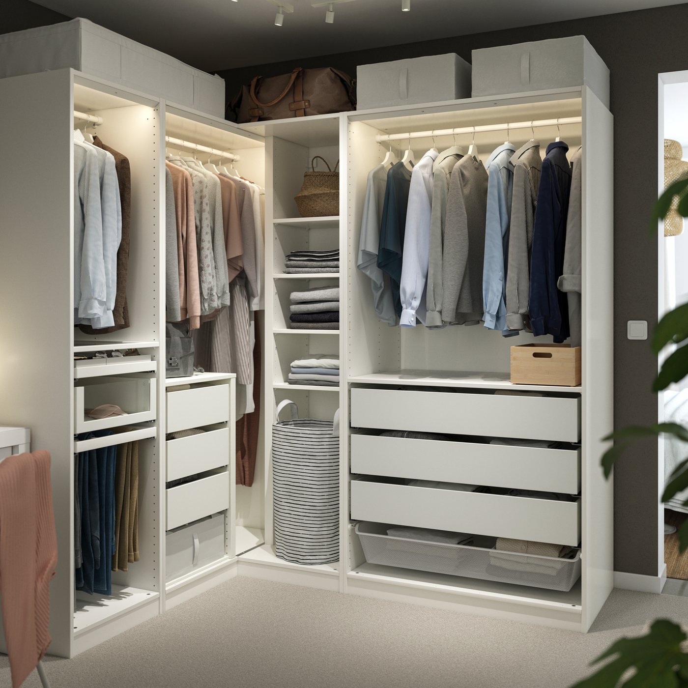 A white PAX corner wardrobe