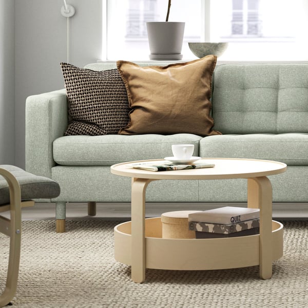 A Gunnared light green/wood LANDSKRONA 3-seat sofa