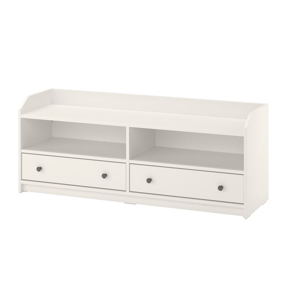 A white HAUGA TV bench