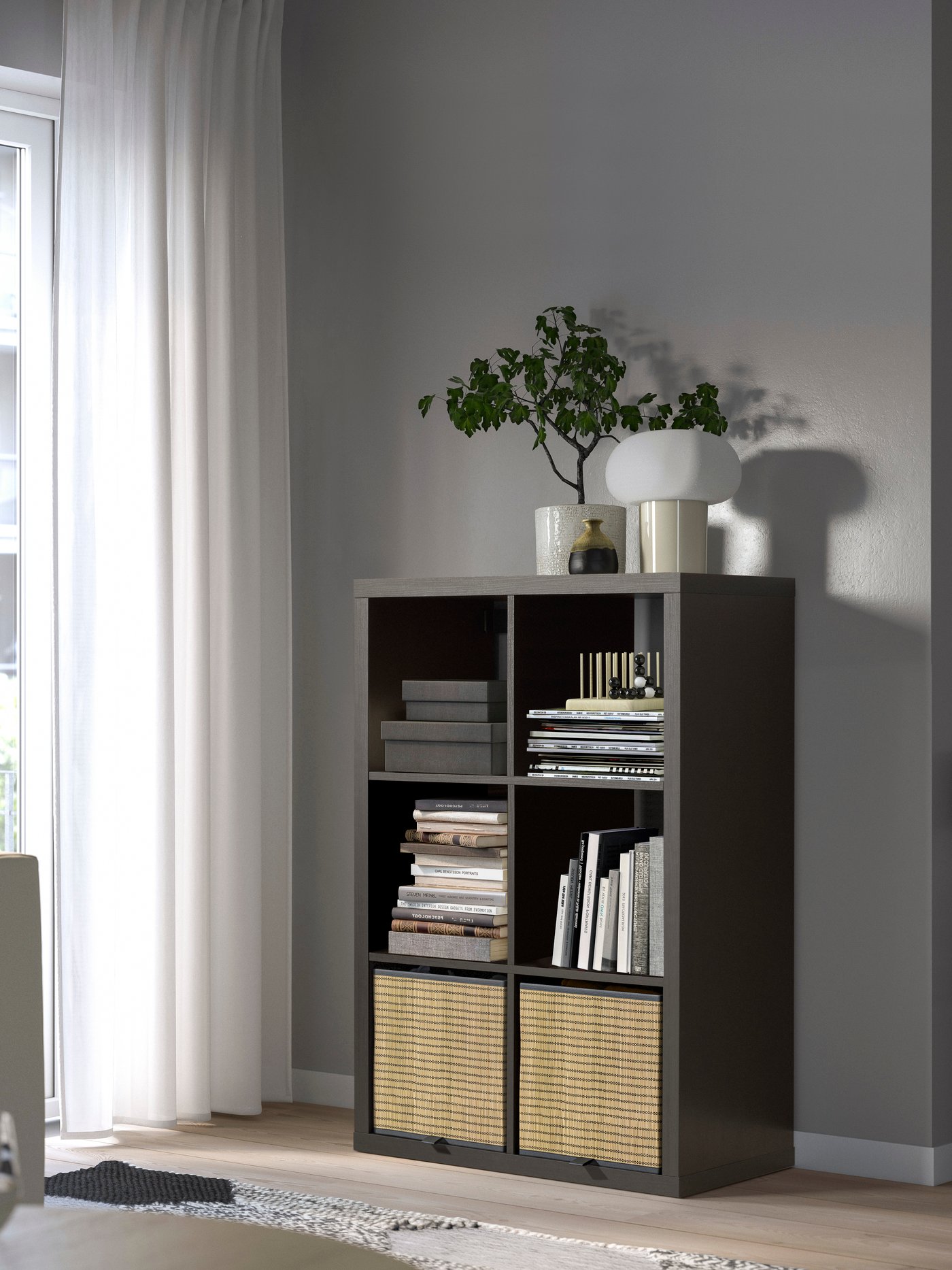 A black-brown KALLAX shelving unit