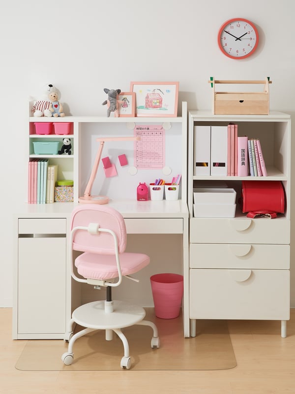 ÖRFJÄLL Silla escritorio infantil, blanco/Vissle rosado - IKEA Chile