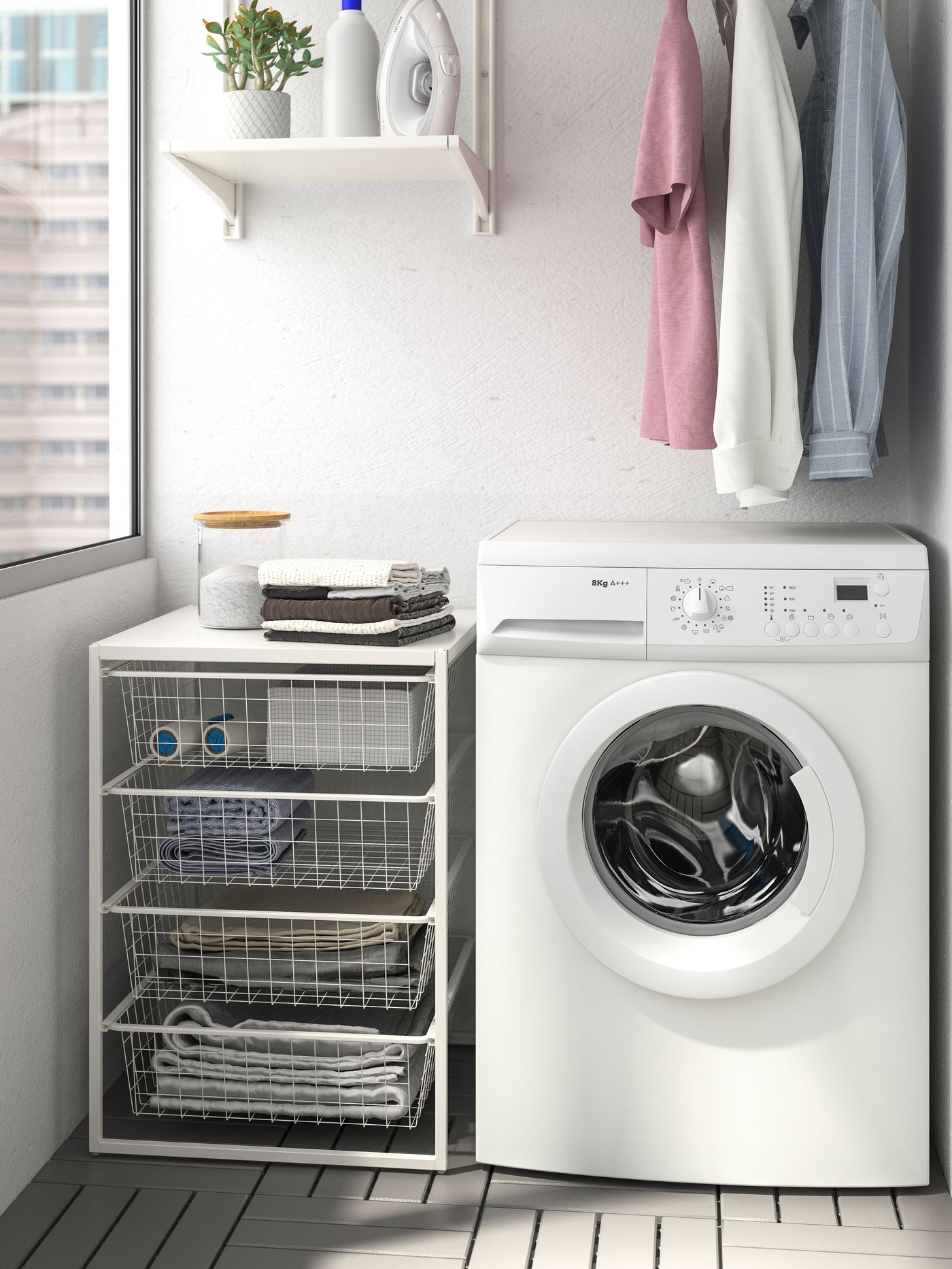 A white JONAXEL storage combination