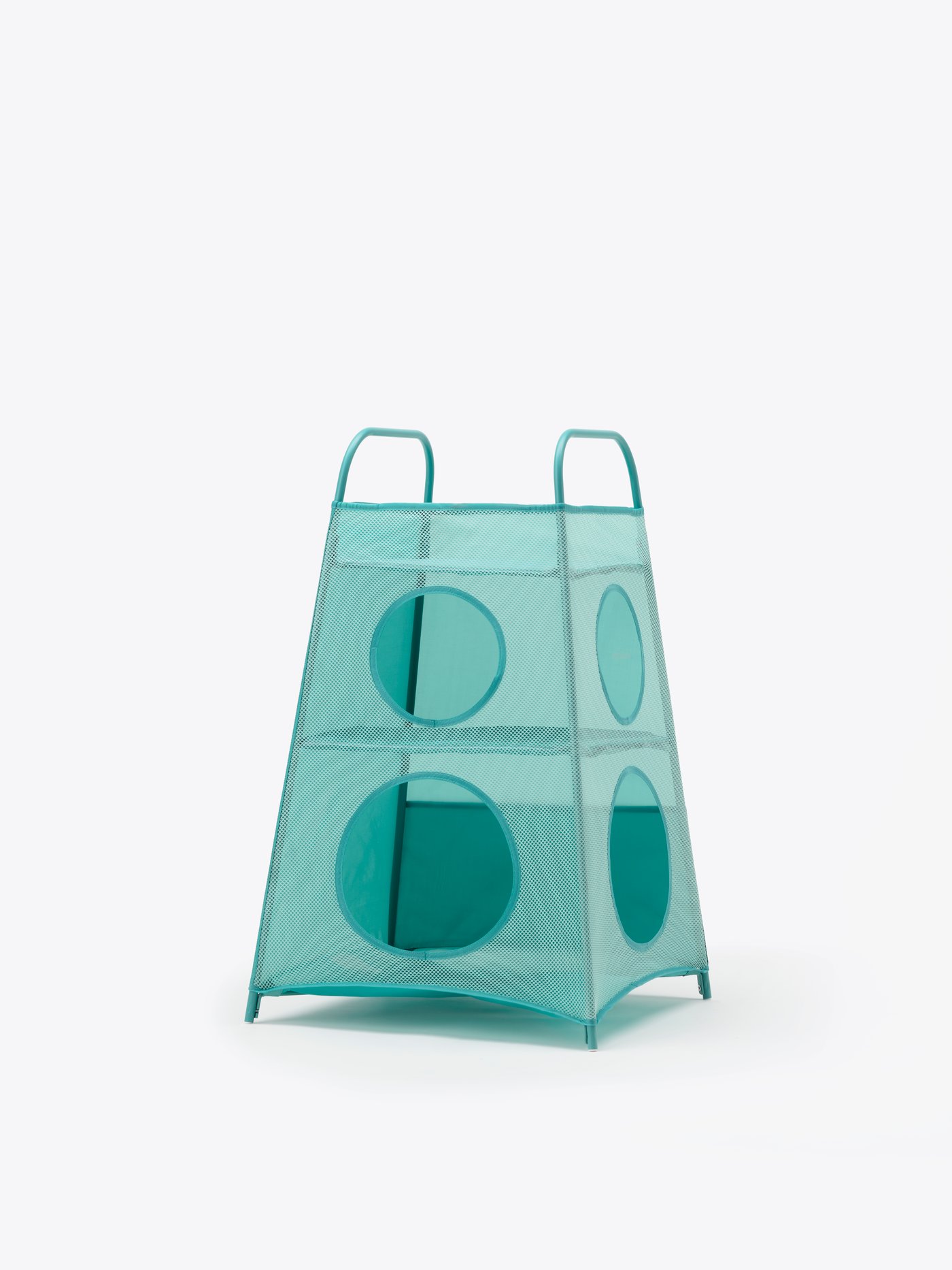 Solución de almacenaje TIGERFINK turquesa con compartimentos diseñada para la habitación de bebés y niños.